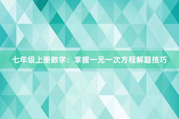 七年级上册数学：掌握一元一次方程解题技巧